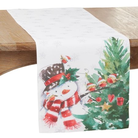 SARO LIFESTYLE SARO 2259.M1670B 16 x 70 in. Oblong Multicolor Snowman Table Runner 2259.M1670B